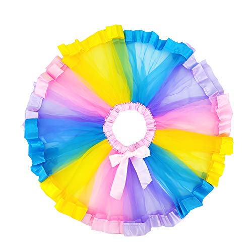 BGFKS Layered Tulle Rainbow Tutu Skirt Set for Baby Girls 0-24 Months – Includes Headband