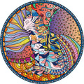 Bgraamiens Mandala Cat 1000 Piece Round Jigsaw Puzzle – Advanced Challenge with Letter-Sorted Back