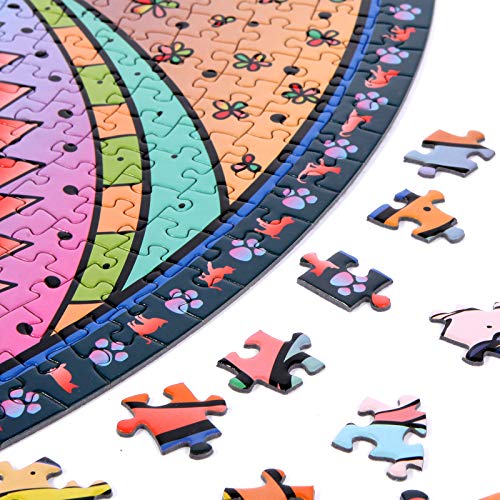 Bgraamiens Mandala Cat 1000 Piece Round Jigsaw Puzzle – Advanced Challenge with Letter-Sorted Back