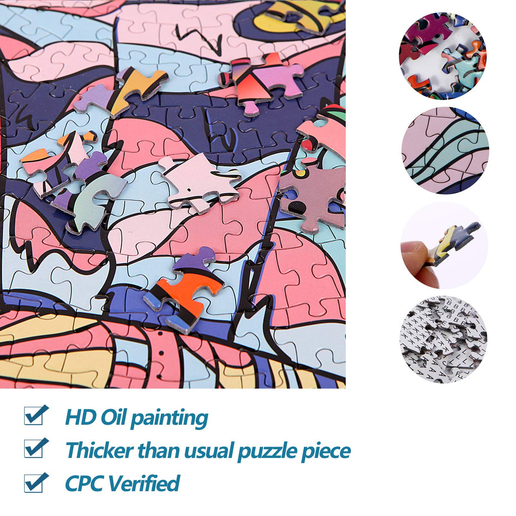 Bgraamiens Mandala Cat 1000 Piece Round Jigsaw Puzzle – Advanced Challenge with Letter-Sorted Back