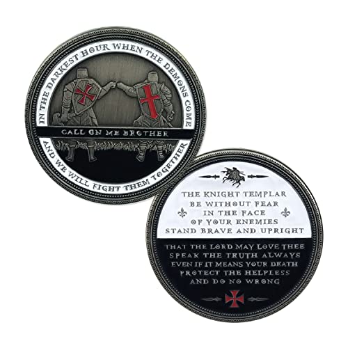 BHealthLife Knight Templar Challenge Coin – Antique Silver Finish with 'Call On Me Brother' Inscription