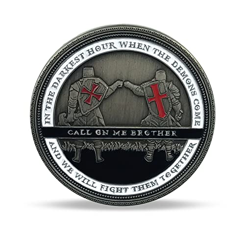 BHealthLife Knight Templar Challenge Coin – Antique Silver Finish with 'Call On Me Brother' Inscription