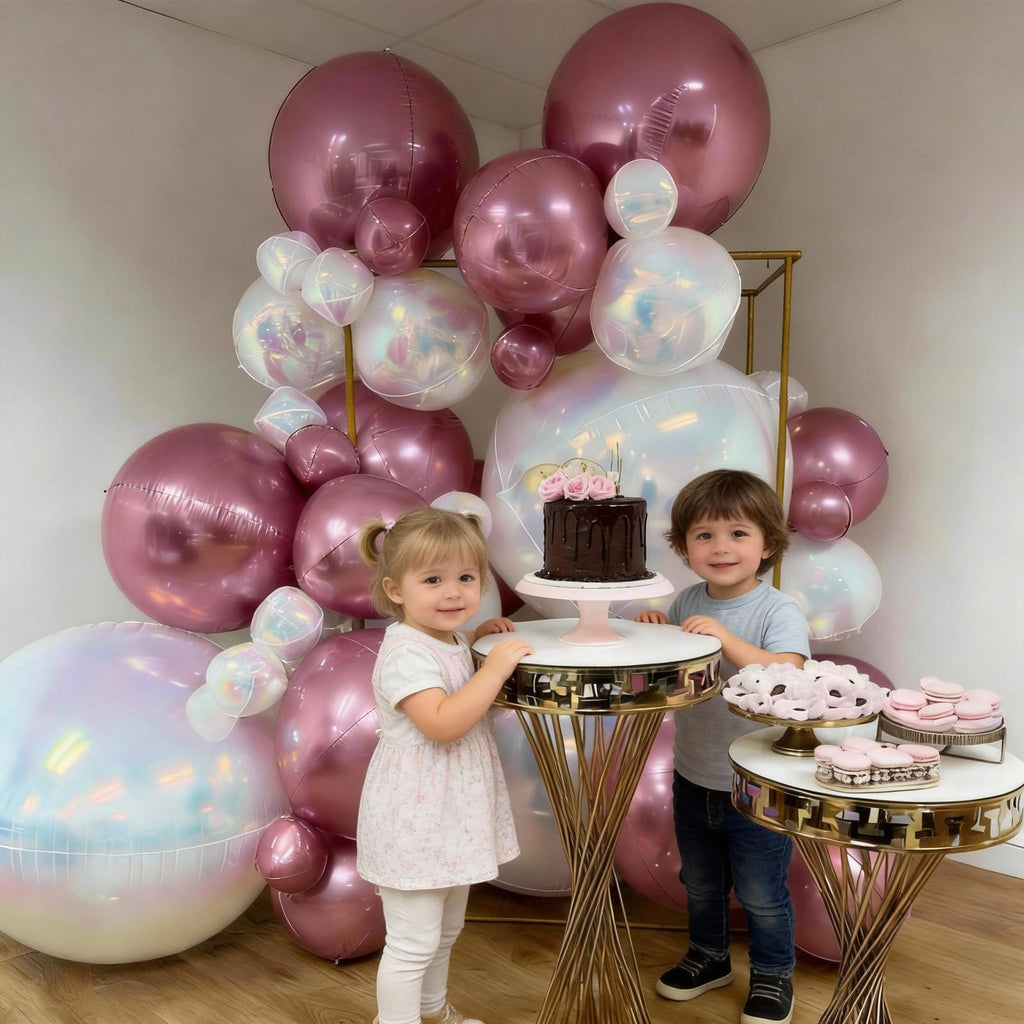 Biapian 12-Pack Pink Iridescent Foil Balloons – 4 Sizes (10-22 Inch) for Party Decor