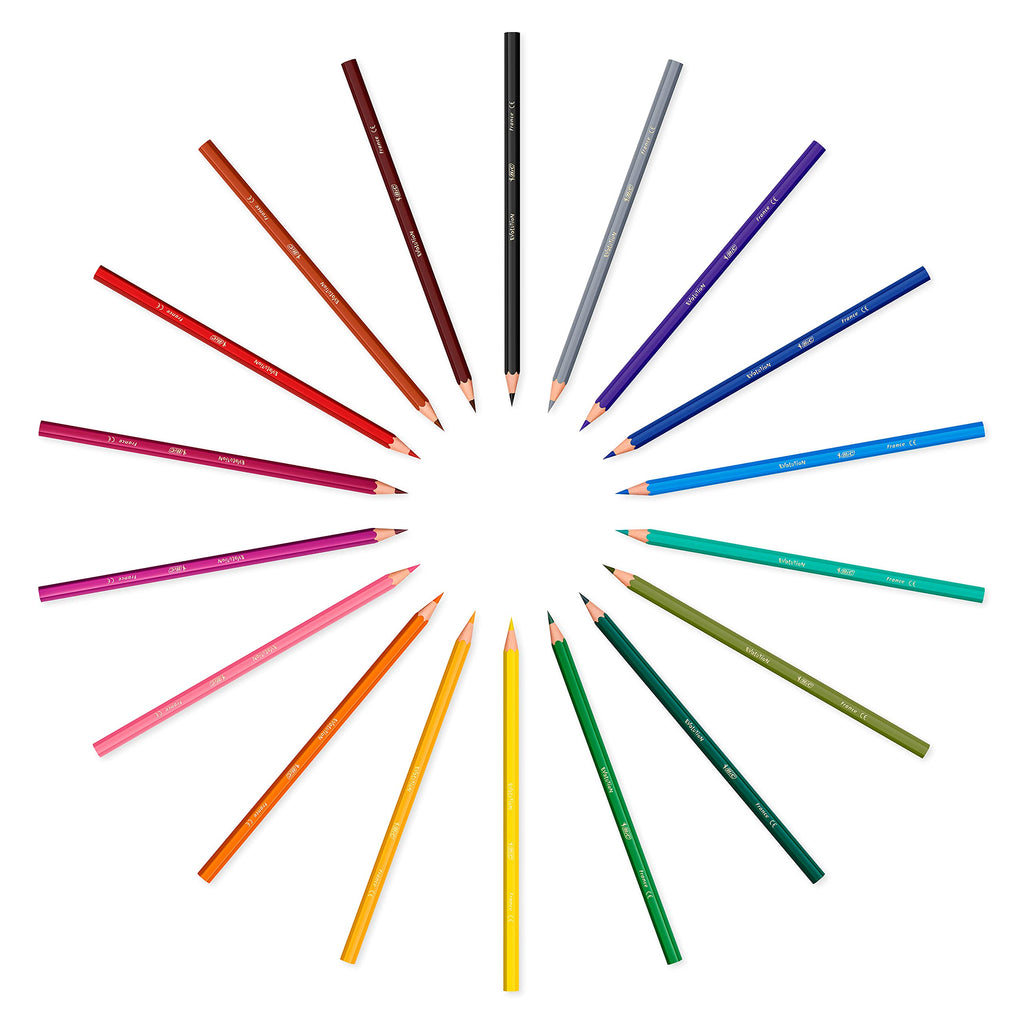 BIC Kids Evolution ECOlutions Colouring Pencils – 18 Assorted Colours in Metal Tin