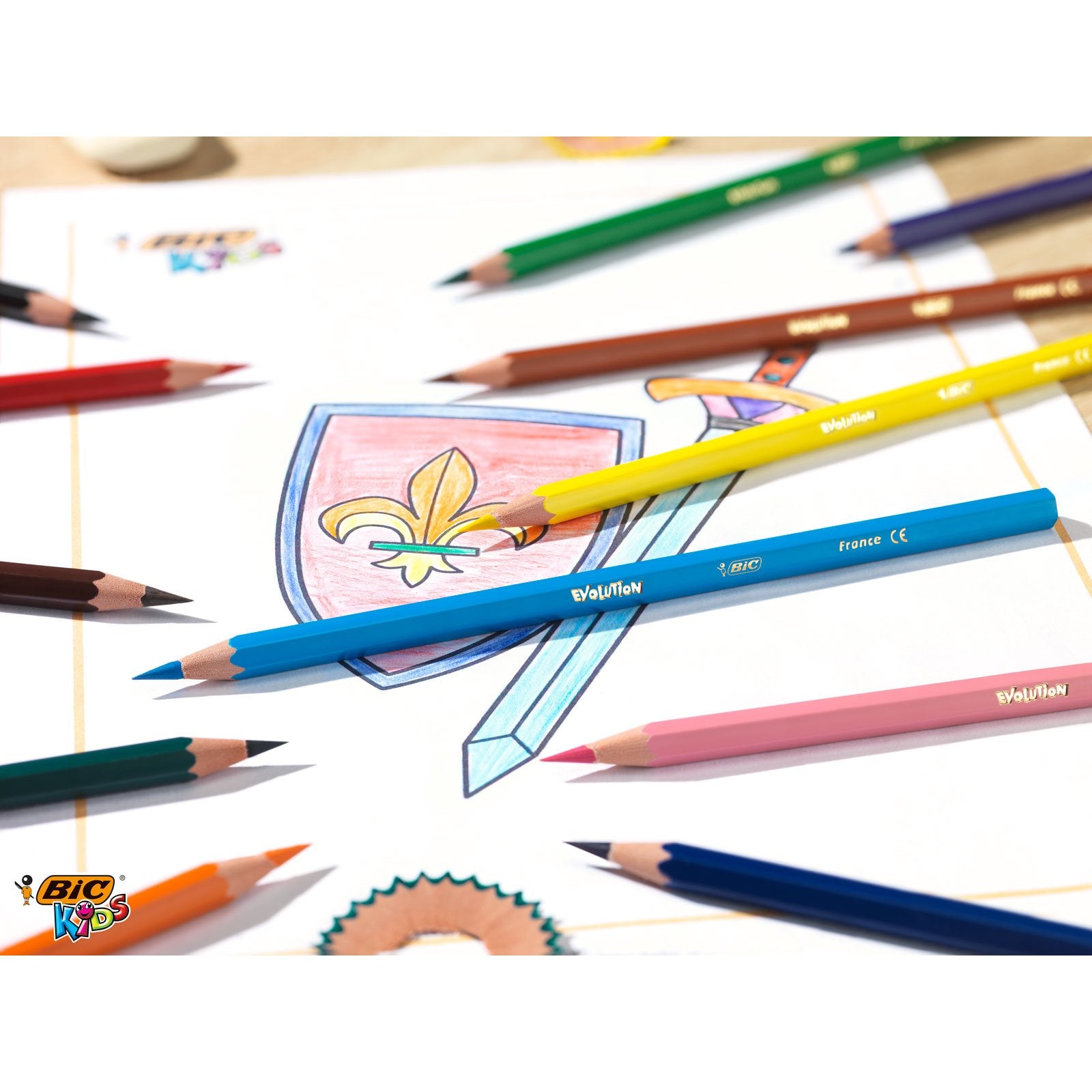 BiC Kid's Evolutions Ecolutions Colouring Pencils - 18 Vibrant Colours, Splinter-Proof & Chew-Resistant