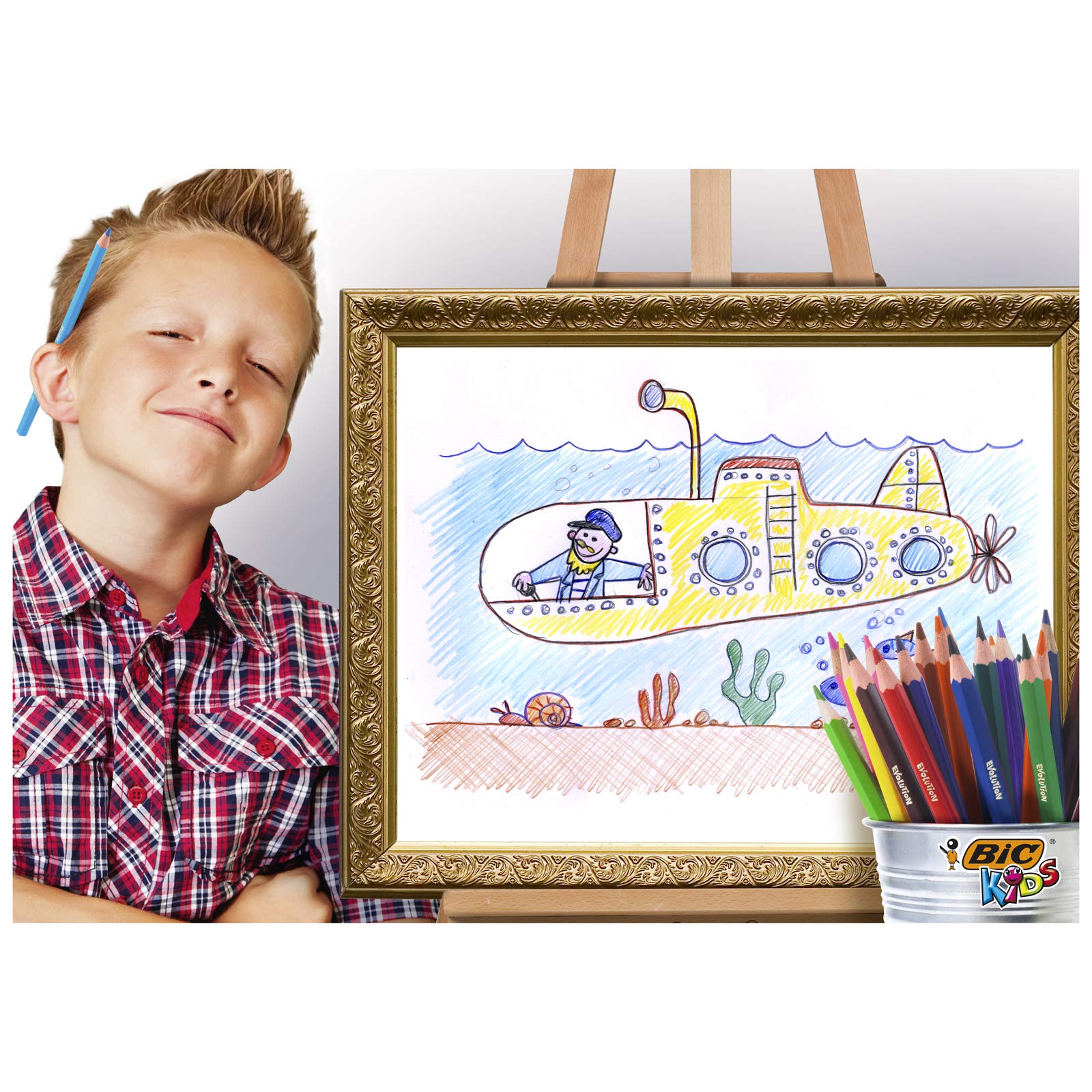 BiC Kid's Evolutions Ecolutions Colouring Pencils - 18 Vibrant Colours, Splinter-Proof & Chew-Resistant