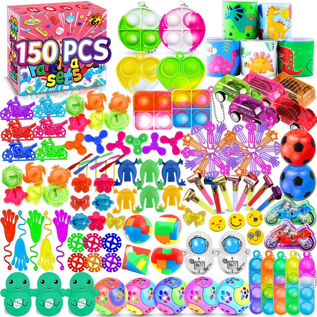 BicMan 150-Piece Party Favors for Kids – Fidget Toys, Goodie Bag Stuffers, Carnival Prizes, Classroom Treats