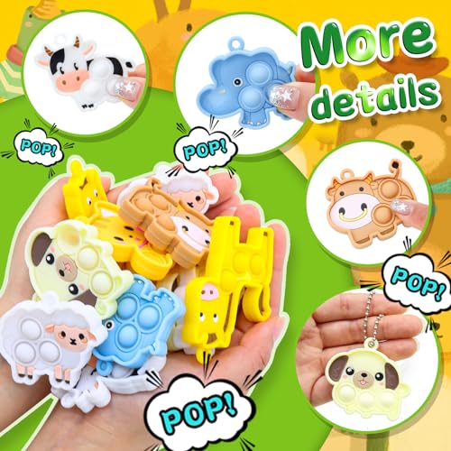 BicMan 30-Pack Pop It Keychains Bulk Set – Mini Silicone Fidget Toys for Kids & Adults, Party Favors, Classroom Prizes, Sensory Stress Relief