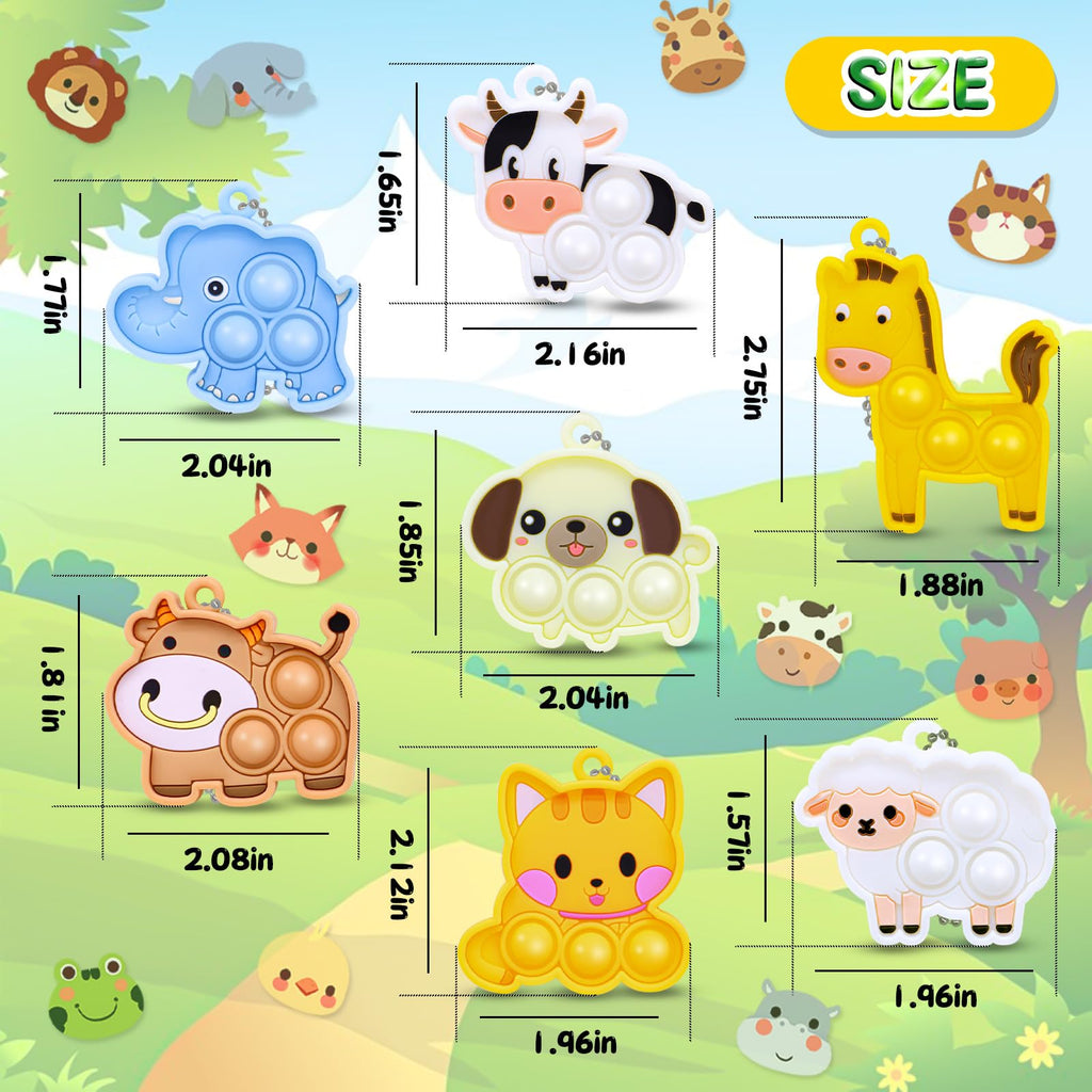 BicMan 30-Pack Pop It Keychains Bulk Set – Mini Silicone Fidget Toys for Kids & Adults, Party Favors, Classroom Prizes, Sensory Stress Relief