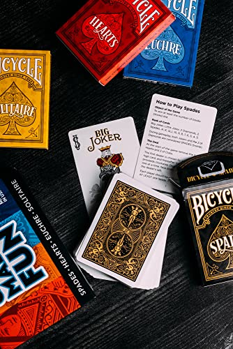 Bicycle 4-in-1 Card Game Pack – Euchre, Hearts, Spades & Solitaire Decks