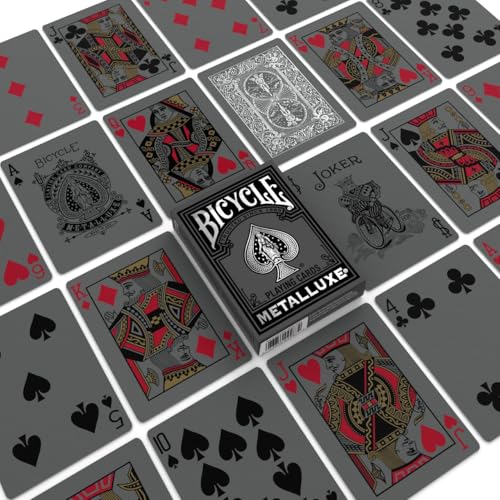 Bicycle Black and Silver Metalluxe Playing Cards – Premium Foil Deck, Classic Poker Size, Made in USA