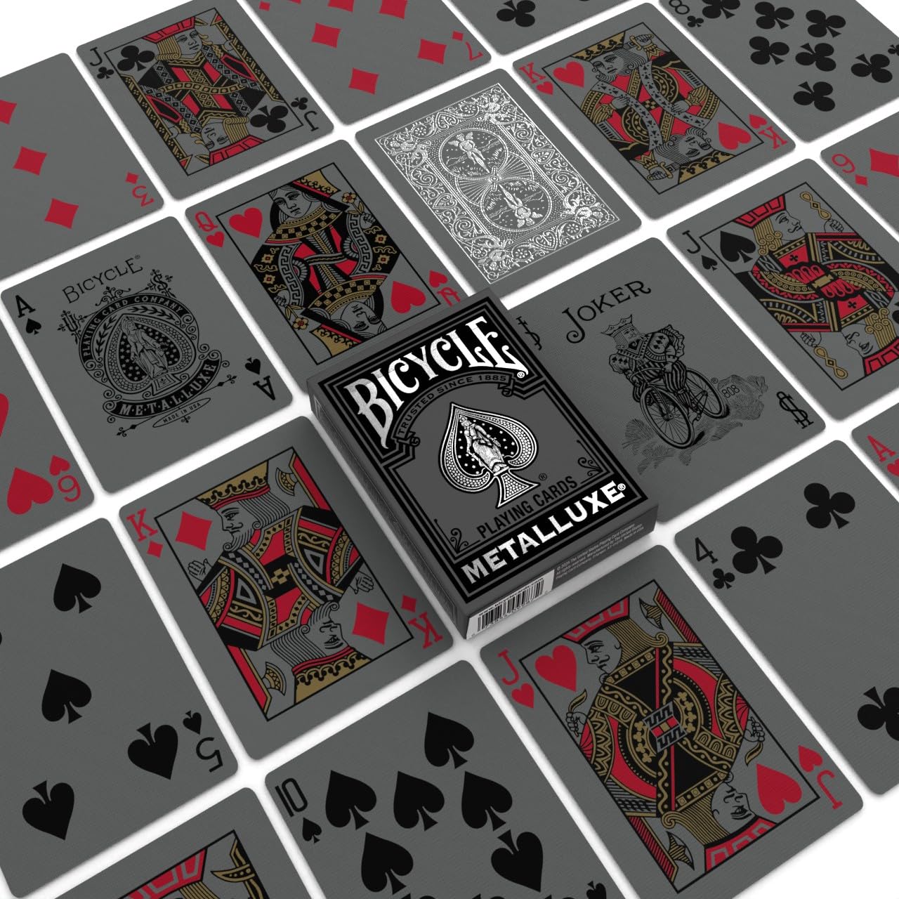 Bicycle Black and Silver Metalluxe Playing Cards – Premium Foil Deck, Classic Poker Size, Made in USA