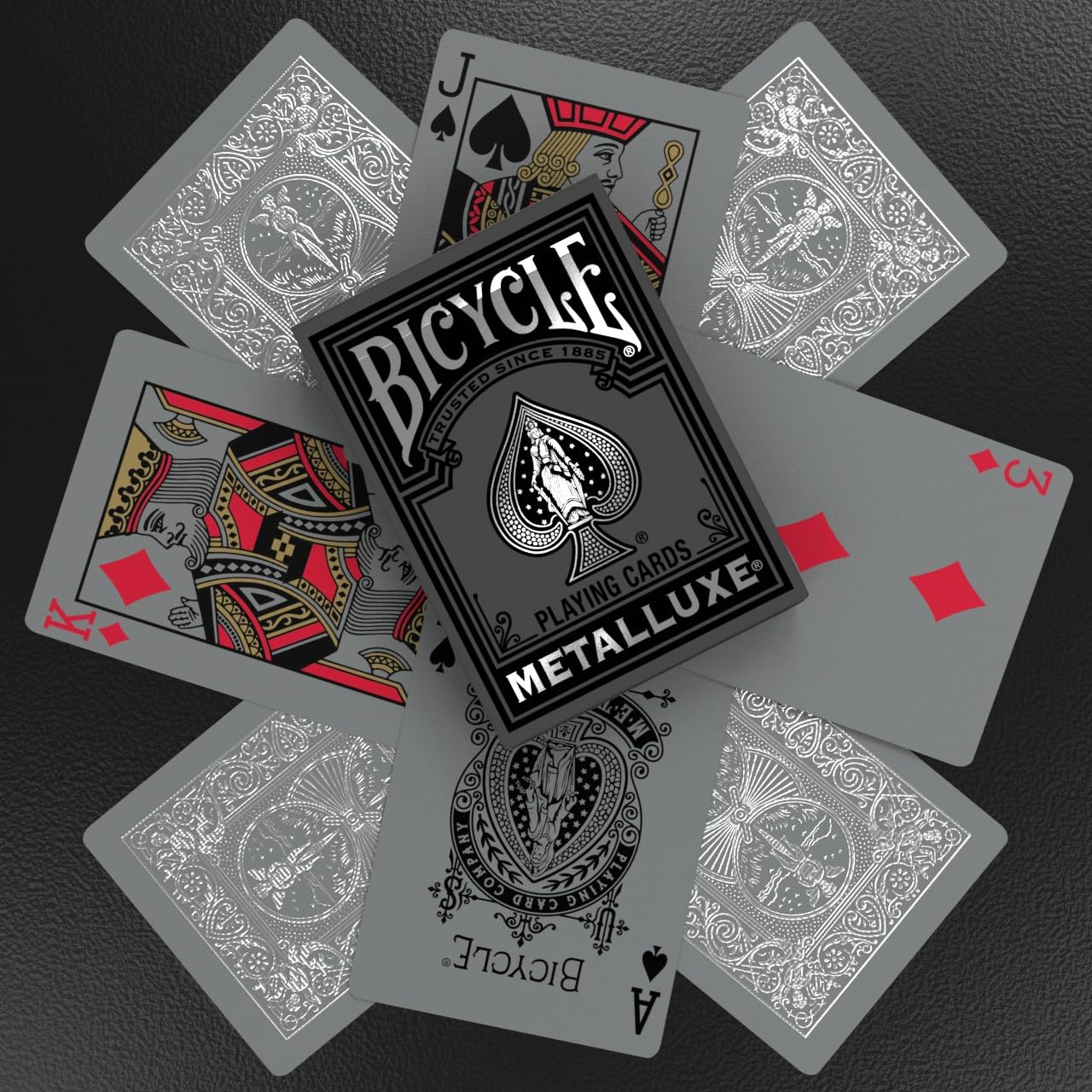 Bicycle Black and Silver Metalluxe Playing Cards – Premium Foil Deck, Classic Poker Size, Made in USA