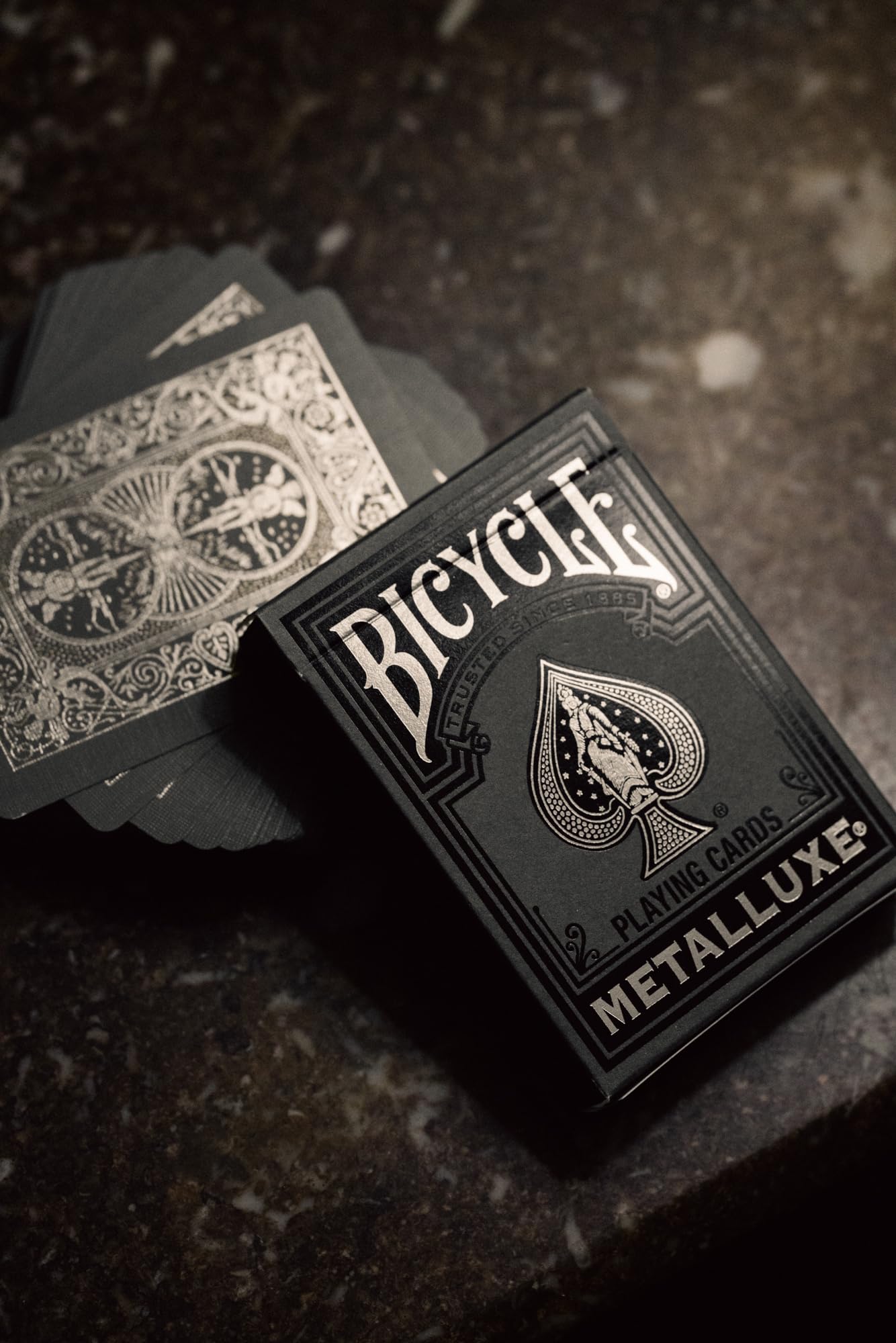 Bicycle Black and Silver Metalluxe Playing Cards – Premium Foil Deck, Classic Poker Size, Made in USA