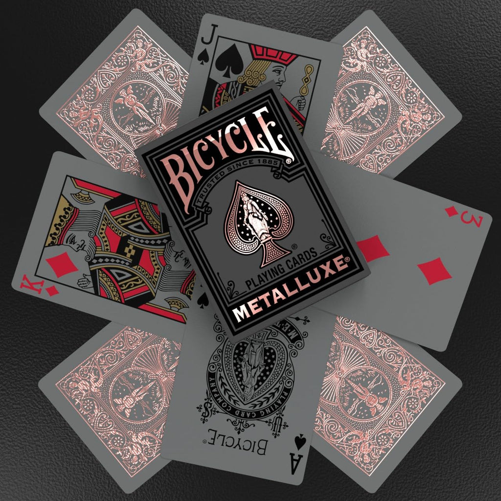 Bicycle Black & Rose Gold Metalluxe Playing Cards – Premium Foil Deck, Classic Poker Size, Collectible