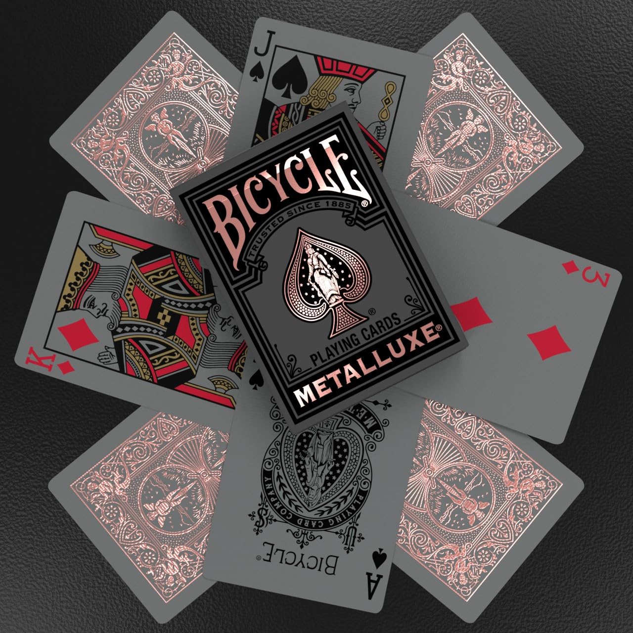 Bicycle Black & Rose Gold Metalluxe Playing Cards – Premium Foil Deck, Classic Poker Size, Collectible