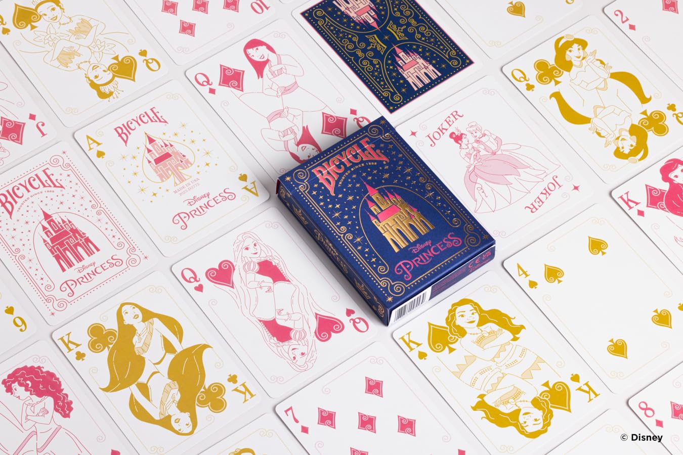 Bicycle Disney Princess Playing Cards – Pink or Blue Deck with 12 Princess Court Cards