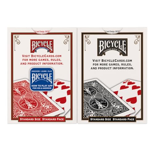 Bicycle Playing Cards 4 Pack: Standard Index Poker Decks in Red and Black for Games & Magic