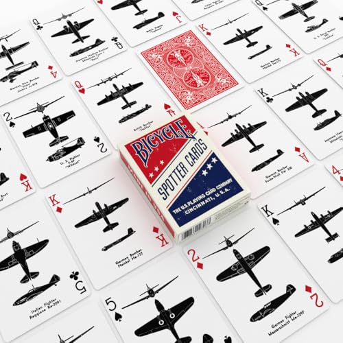 Bicycle Spotter (Red) Playing Cards Deck – WWII Aircraft Silhouette Reproduction, Standard Size, Made in USA