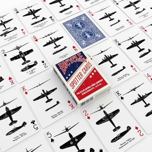 Bicycle Spotter WWII Aircraft Playing Cards – Blue Reproduction Deck with Rider Back, 52 Cards