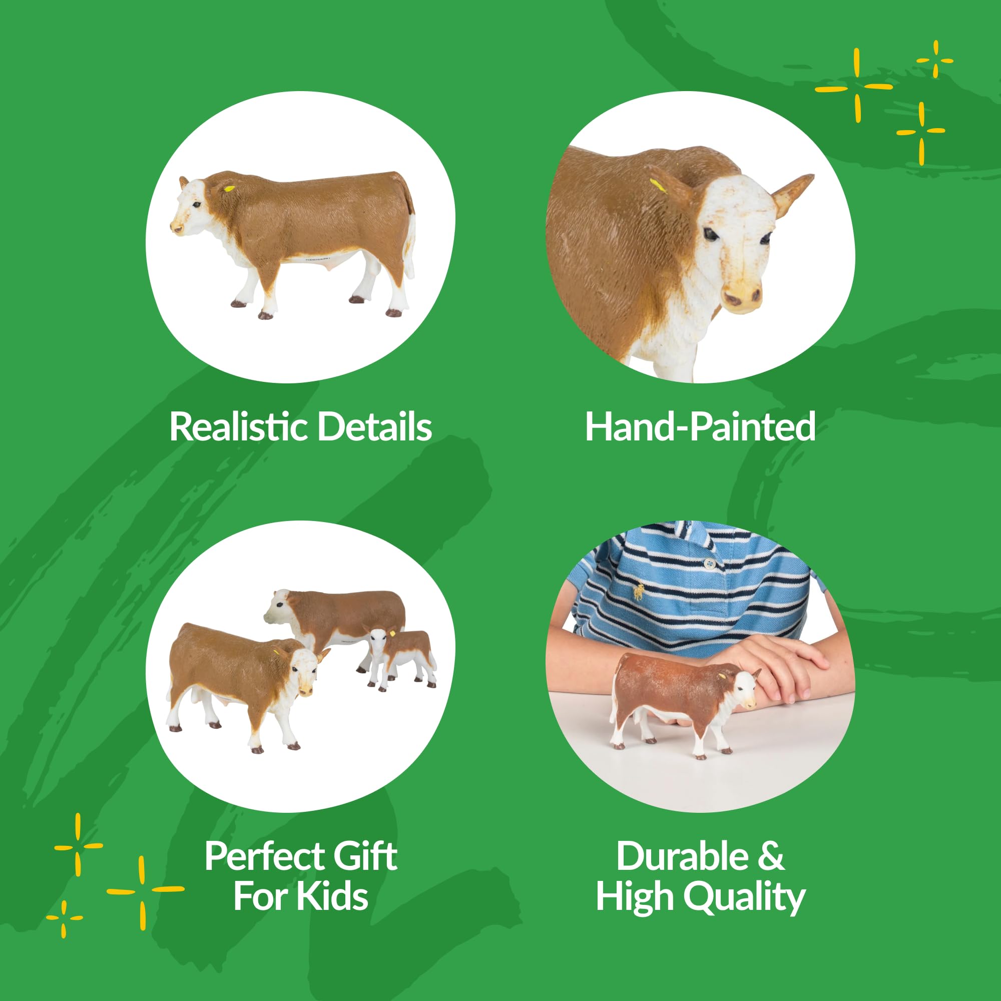 Big Country Toys 1:20 Scale Hand-Painted Hereford Bull Figurine - Realistic Farm Animal Toy