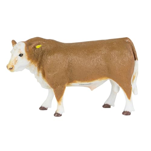 Big Country Toys 1:20 Scale Hand-Painted Hereford Bull Figurine - Realistic Farm Animal Toy