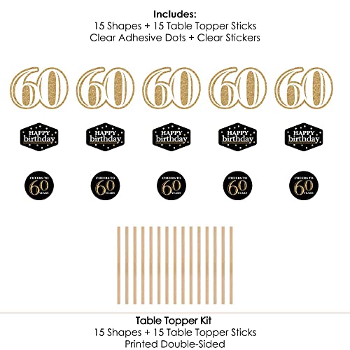 Big Dot of Happiness 60th Birthday Gold Centerpiece Sticks – Set of 15 Table Toppers