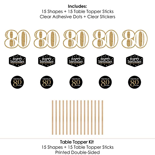 Big Dot of Happiness 80th Birthday Gold Centerpiece Sticks - 15 Table Toppers with Sticks