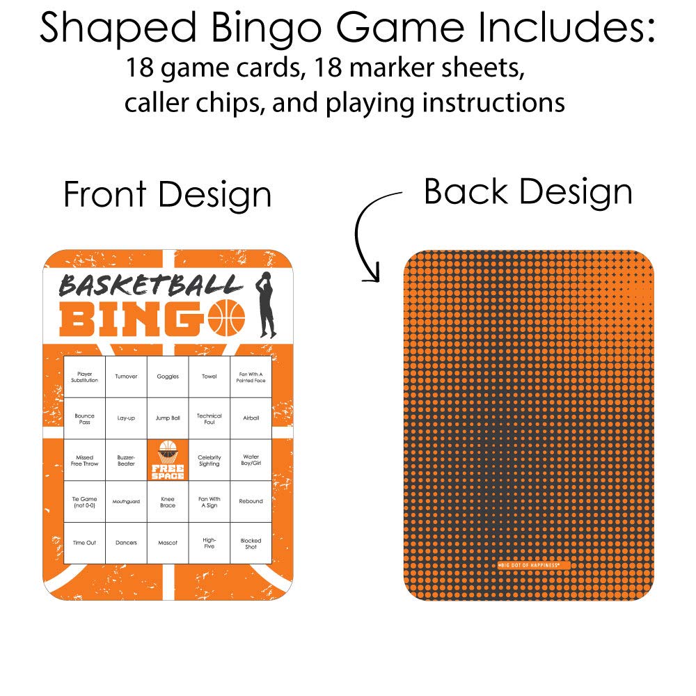 Big Dot of Happiness Basketball Bingo Game – Let the Madness Begin – 18 Cards for College Basketball Parties