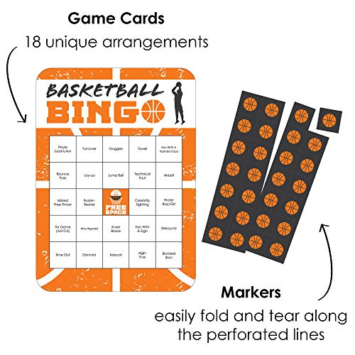Big Dot of Happiness Basketball Bingo Game – Let the Madness Begin – 18 Cards for College Basketball Parties