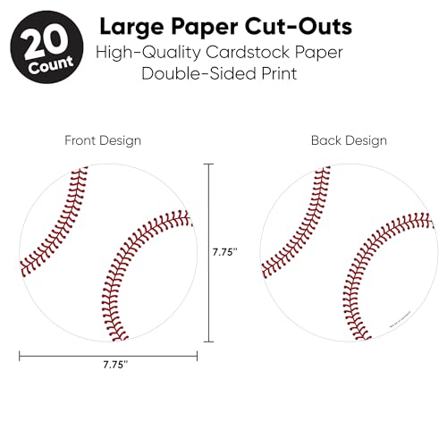 Big Dot of Happiness Batter Up Baseball Party Decorations - 20 Double-Sided Cut-Outs, 7.75 Inch