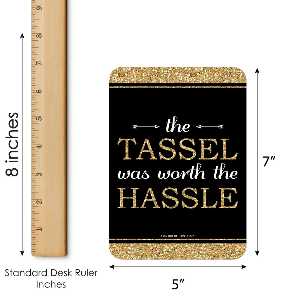 Big Dot of Happiness Graduation Bingo: Gold Tassel Game with 18 Cards