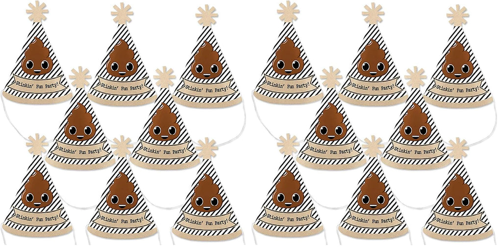 Big Dot of Happiness Poop Emoji Mini Cone Party Hats – Set of 8 for Poop-Themed Parties