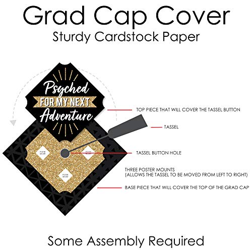 Big Dot of Happiness Psychology Grad Cap Cover Kit – Psyched for My Next Adventure