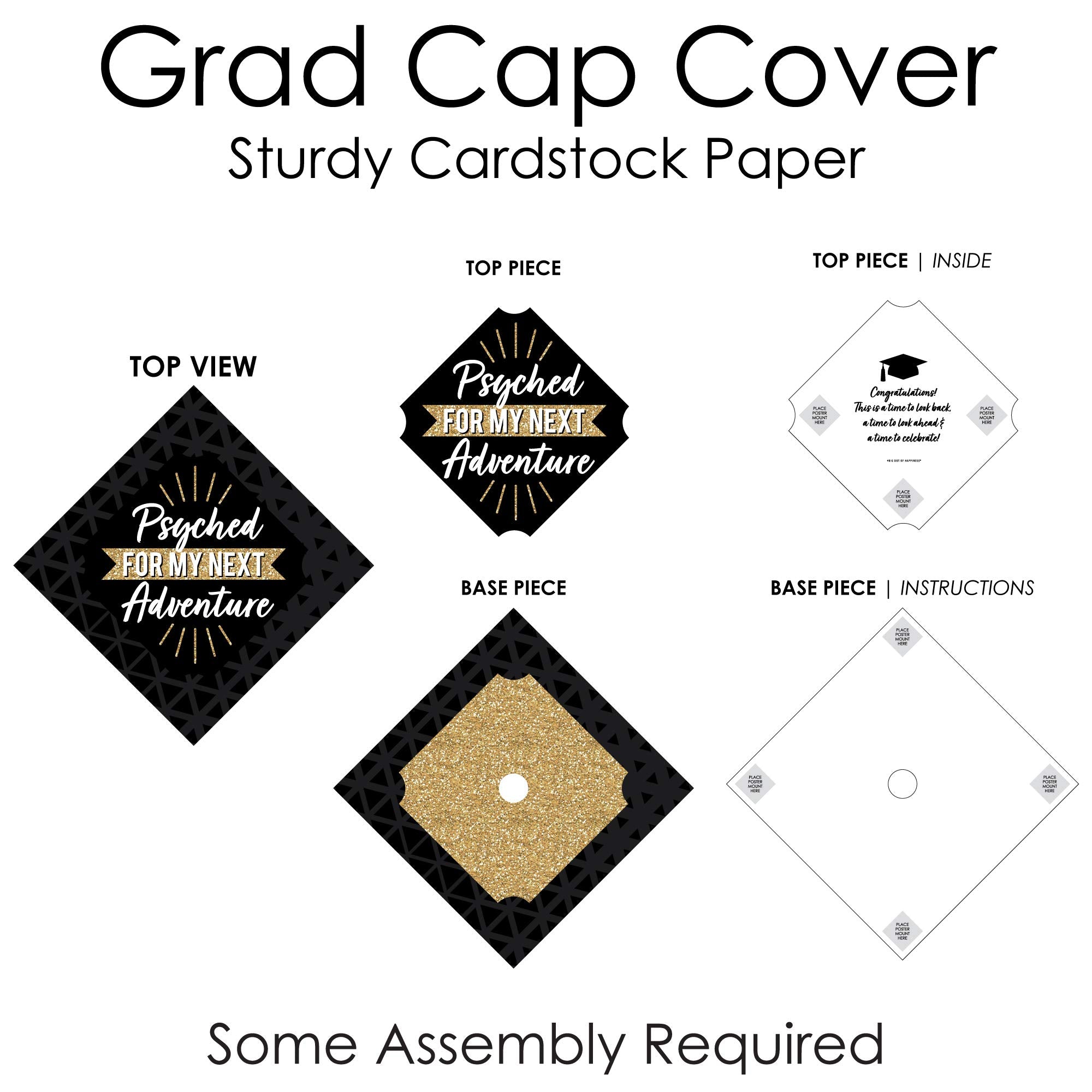 Big Dot of Happiness Psychology Grad Cap Cover Kit – Psyched for My Next Adventure