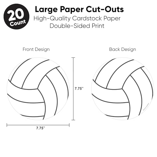 Big Dot of Happiness Volleyball Cutouts - 20 Double-Sided 5.5-Inch Premium Paper Decorations for Sports Parties, Birthdays, and Team Events