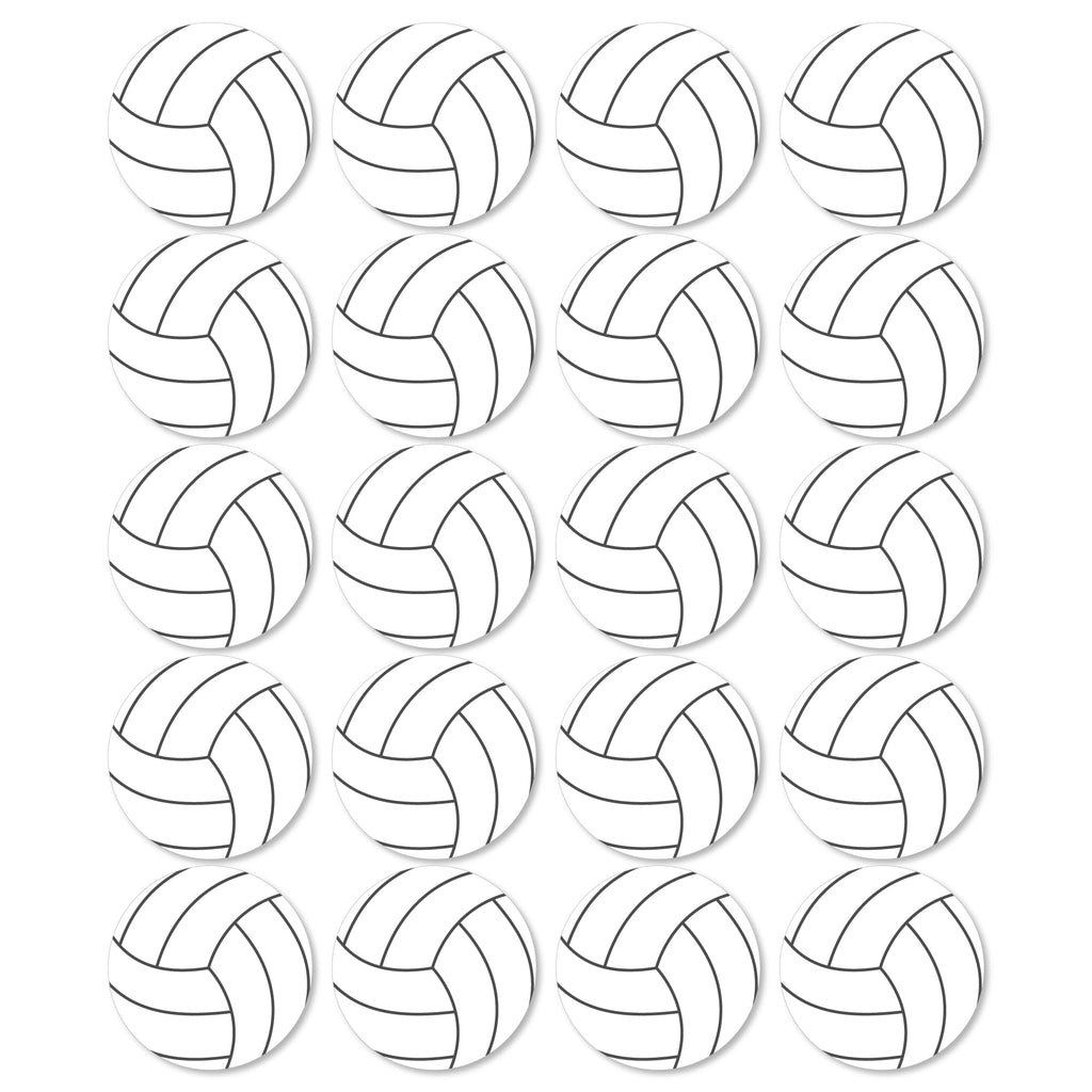 Big Dot of Happiness Volleyball Cutouts - 20 Double-Sided 5.5-Inch Premium Paper Decorations for Sports Parties, Birthdays, and Team Events