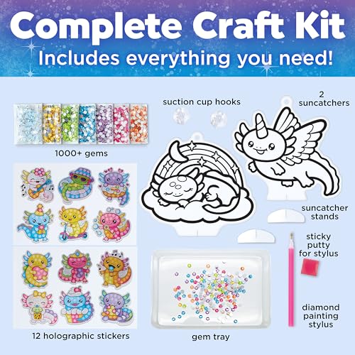 Big Gem Diamond Painting Kit – Axolotl Stickers & Suncatchers for Kids Ages 6-8+
