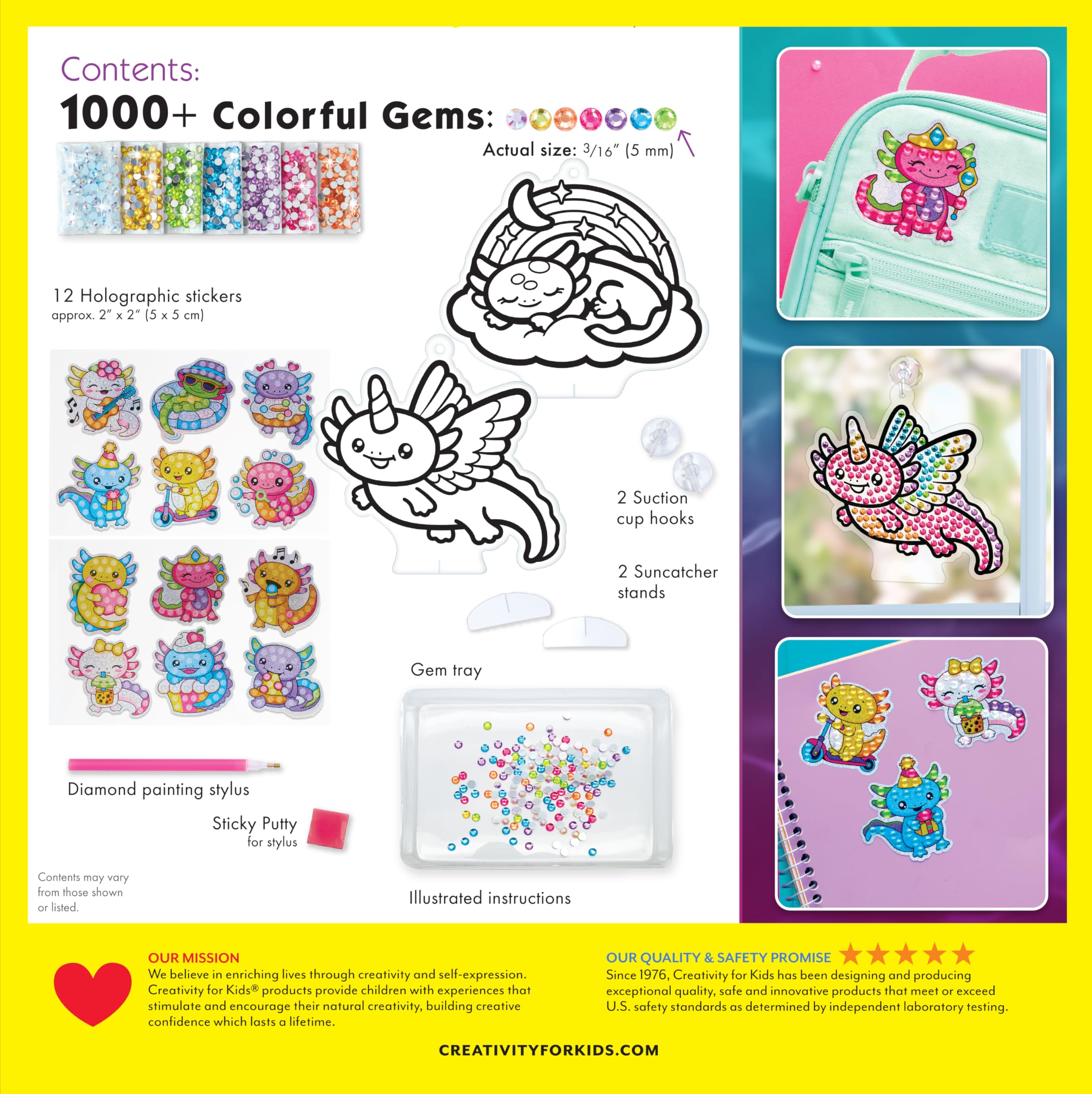 Big Gem Diamond Painting Kit – Axolotl Stickers & Suncatchers for Kids Ages 6-8+