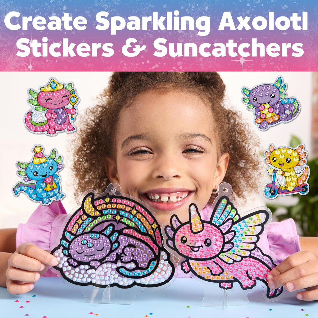 Big Gem Diamond Painting Kit – Axolotl Stickers & Suncatchers for Kids Ages 6-8+
