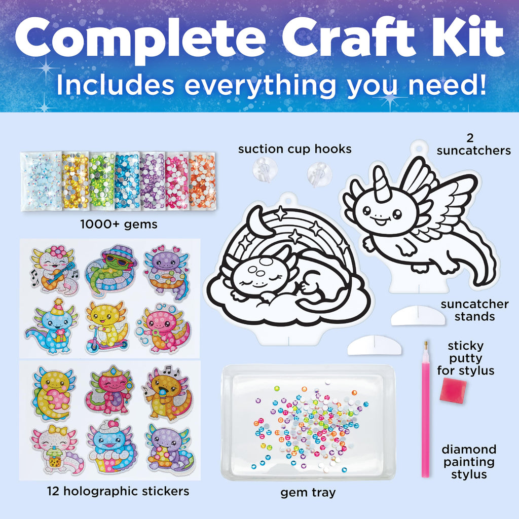 Big Gem Diamond Painting Kit – Axolotl Stickers & Suncatchers for Kids Ages 6-8+