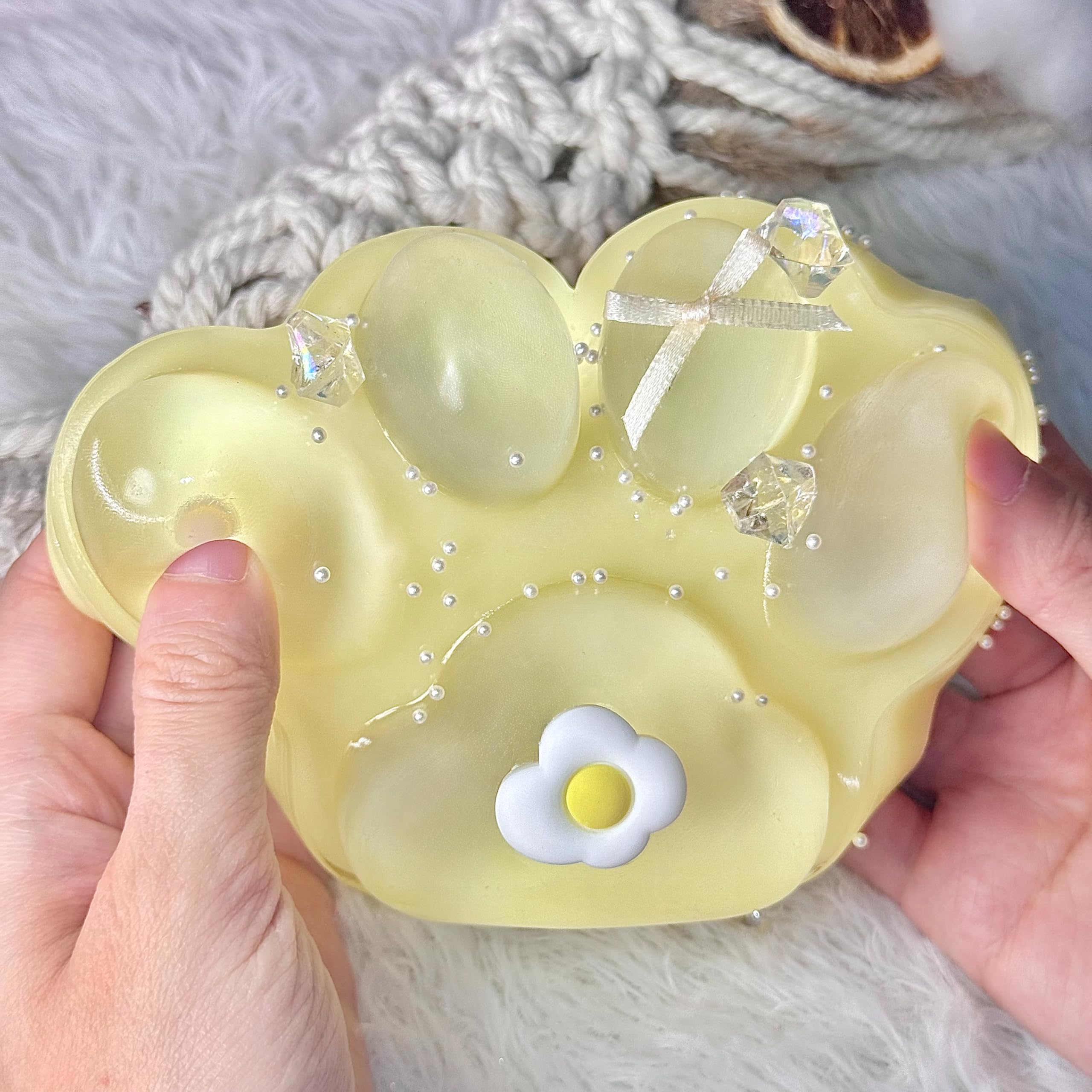 Big Taba Squishy Cat Paw – 5-Inch Yellow Squeeze Toy for Stress Relief & Fidgeting