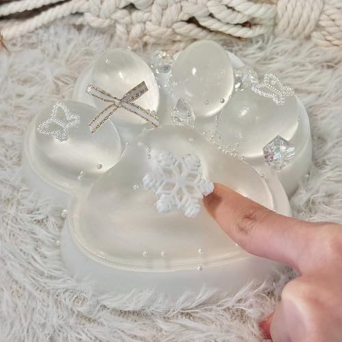 Big Taba Squishy Cat Paw 5in - Slow-Rising Sticky Fidget Toy, Transparent & Milky White, Stress Relief, Gift
