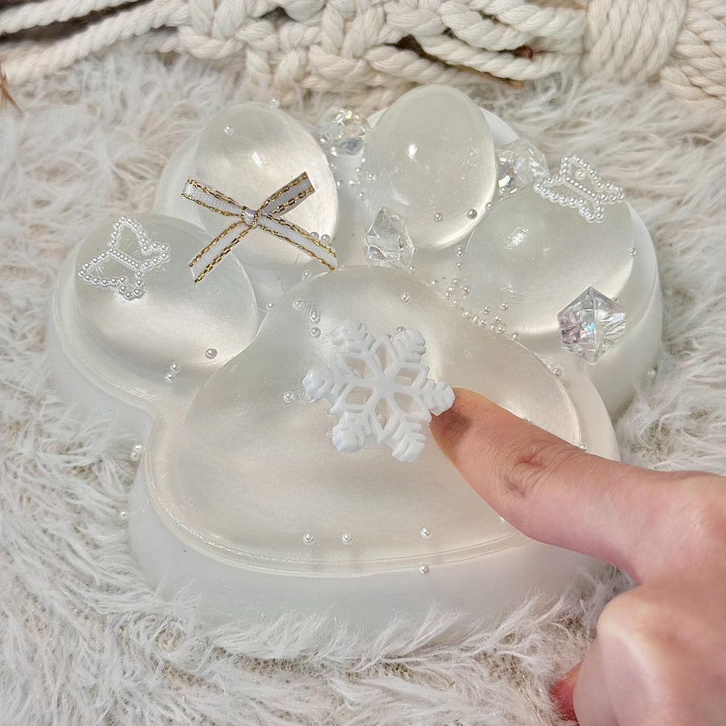 Big Taba Squishy Cat Paw 5in - Slow-Rising Sticky Fidget Toy, Transparent & Milky White, Stress Relief, Gift