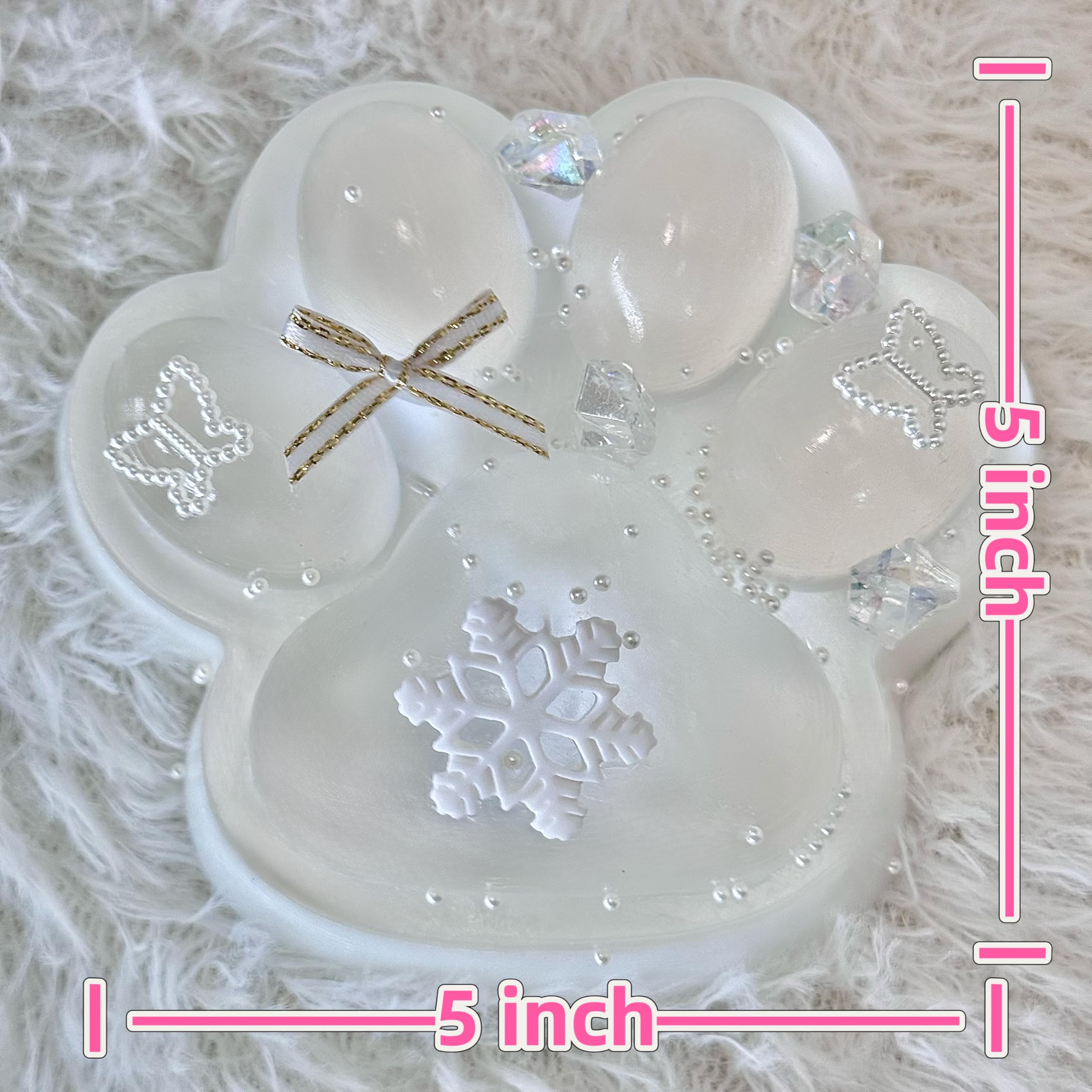 Big Taba Squishy Cat Paw 5in - Slow-Rising Sticky Fidget Toy, Transparent & Milky White, Stress Relief, Gift