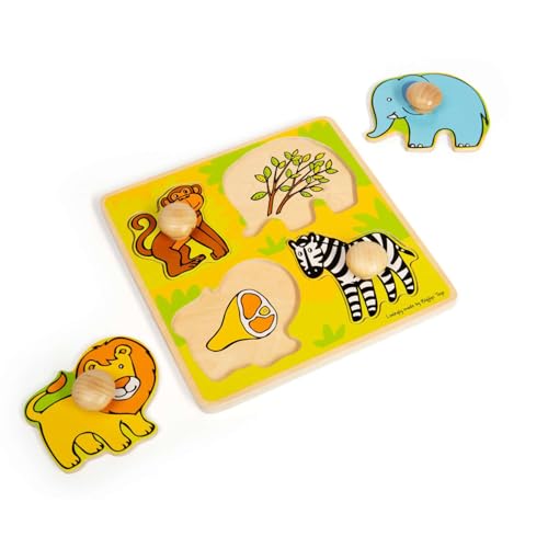 Bigjigs Toys My First Matching Puzzle Safari – Wooden Peg Puzzle for Ages 1+