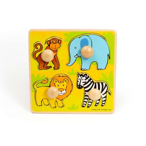Bigjigs Toys My First Matching Puzzle Safari – Wooden Peg Puzzle for Ages 1+
