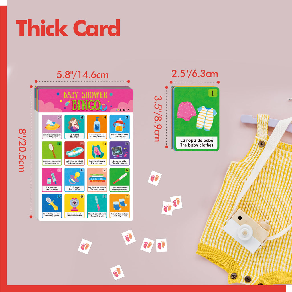 Bilingual Baby Shower Bingo Game – 50 Spanish & English Cards for Gender Reveal Parties