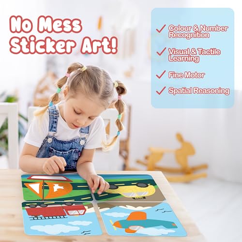 BINCA Dotties Dot Art Activity Kit: Over 750 Stickers, 4 Vehicle Scenes, Mess-Free Travel Craft for Kids Ages 4-8
