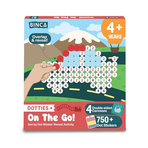 BINCA Dotties Dot Art Activity Kit: Over 750 Stickers, 4 Vehicle Scenes, Mess-Free Travel Craft for Kids Ages 4-8